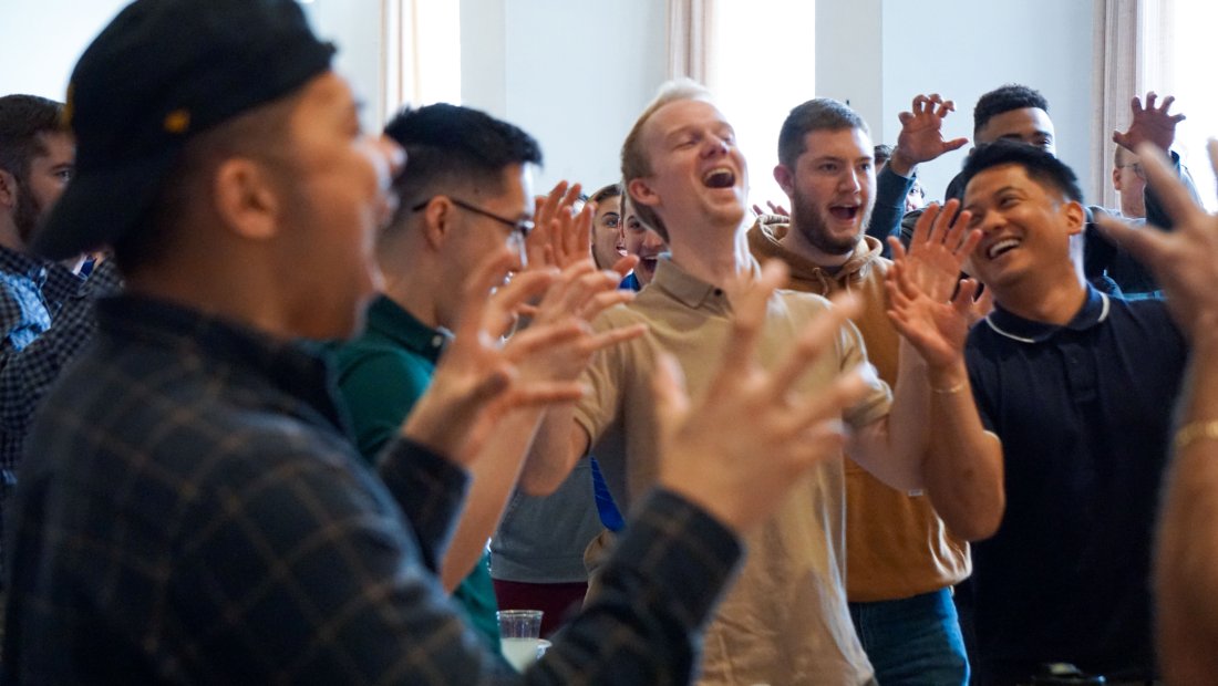 students roaring together