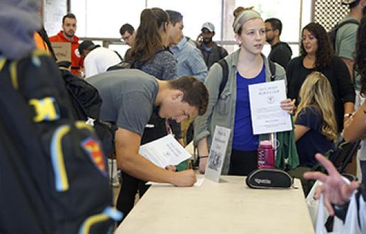 Students gathering for club day